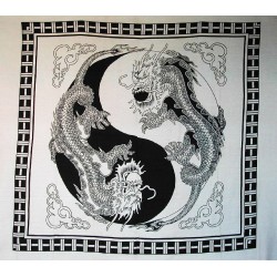 Tenture indienne Ying Yang double Dragons