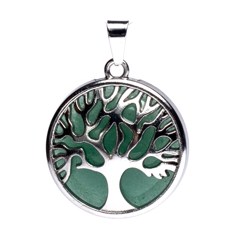 PENDENTIF AVENTURINE VERTE ARBRE DE VIE