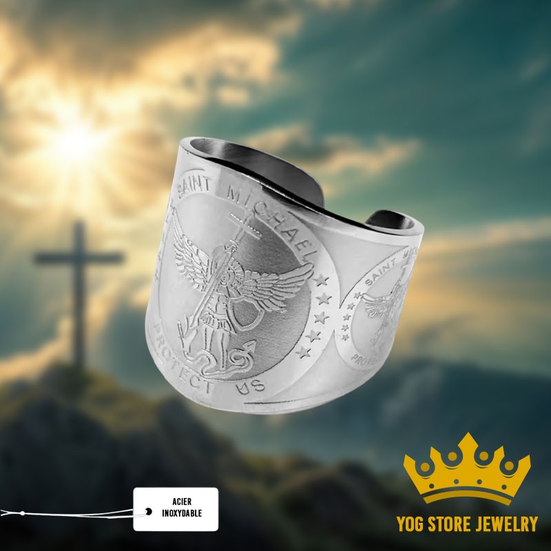 Bague de protection Saint Michel Archange en acier inoxydable