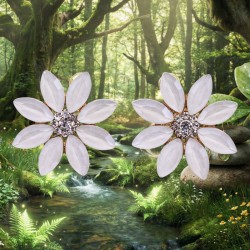 Boucles d’Oreilles Fleurs – Perles en Verre Clair | Bijou Féminin et Naturel