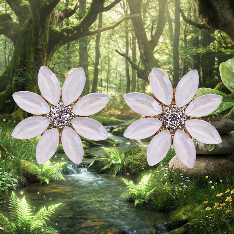 Boucles d’Oreilles Fleurs – Perles en Verre Clair | Bijou Féminin et Naturel