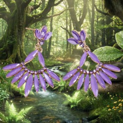 Boucles d’Oreilles Goutte Longue – Verre Lavande | Bijou Féminin Élégant et Poétique