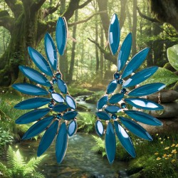 Boucles d’Oreilles Ailes d’Ange – Verre Vert Sarcelle | Bijou Féminin Spirituel et Élégant