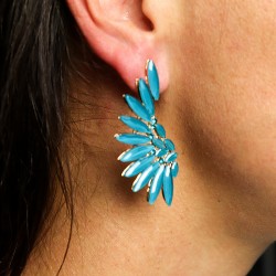 Boucles d’Oreilles Ailes d’Ange – Verre Vert Sarcelle | Bijou Féminin Spirituel et Élégant