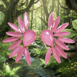 Boucles d’Oreilles Ailes d’Ange – Verre Quartz Rose | Bijou Féminin Spirituel et Élégant