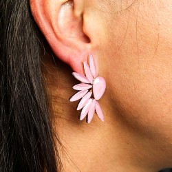 Boucles d’Oreilles Ailes d’Ange – Verre Quartz Rose | Bijou Féminin Spirituel et Élégant