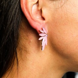 Boucles d’Oreilles Fées – Verre Quartz Rose | Bijou Féminin Poétique et Élégant