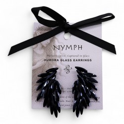Boucles d’Oreilles Ailes d’Ange – Verre Noir de Jais | Bijou Féminin Mystérieux et Élégant